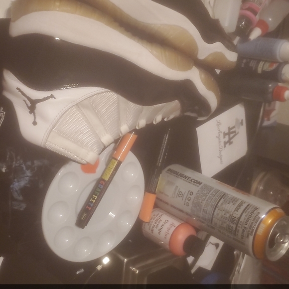 Custom Jordan 11 retro concords. Orange added. - Picture 6 of 11